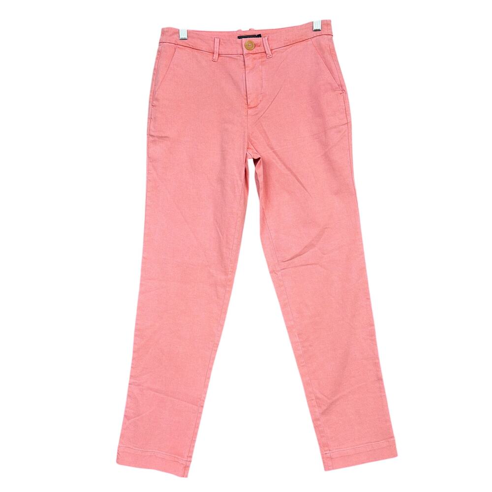 Vineyard Vines Womens Pants Pink Salmon Herringbone Coastal Casual Straight 2